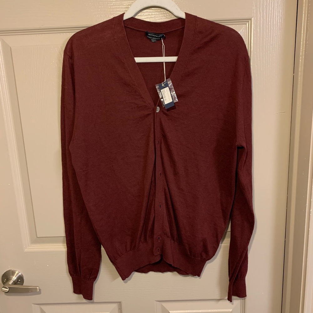 NWT SUIT SUPPLY cashmere burgundy cardigan sweater
